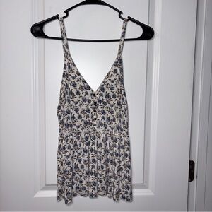 Women’s American Eagle Outfitters Cream Floral V-Neck Tank Size: M